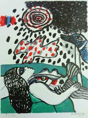 Corneille - NAAKTE VROUW / KLEURLITHO / 70x50cm / SIG / 1975 verkocht voor € 140!