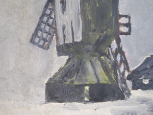 Niet of onleesbaar gesigneerd - Stellingmolen in winterlandschap. kopen? Bied vanaf 1!