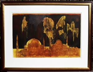 Ru van Rossem - Herinnering aan Istanbul, aquatint ets met reliëfdruk (mooi ingelijst, groot!) kopen? Bied vanaf 175!