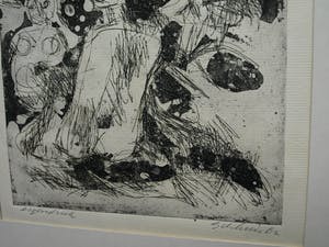 Jan Sierhuis - Ingelijste ets , Familie aan het strand - 1962 kopen? Bied vanaf 50!