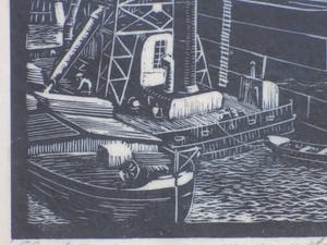 Antonius Hubertus Nordberg - Graanelevator in de haven - Houtsnede kopen? Bied vanaf 35!