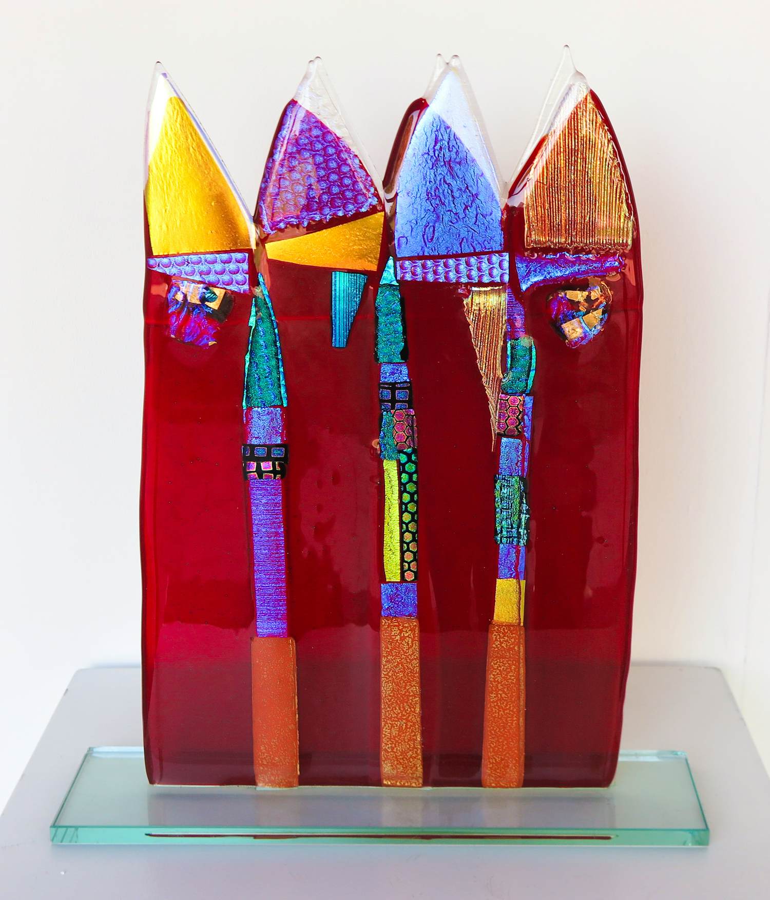 Bert Grotjohann - Glas, Kleurrijk abstract glazen object verkocht voor € 150!