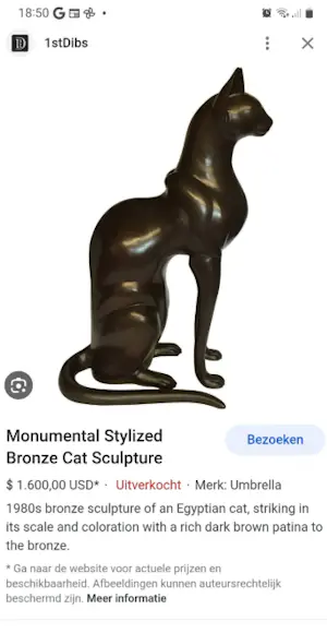 Brons (Onbekend) - Egyptische bastet kat - A. Tiot kopen? Bied vanaf 150!