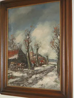 Hendrik Cornelis Kranenburg - Olieverf - Boer met kar aan landweg kopen? Bied vanaf 65!
