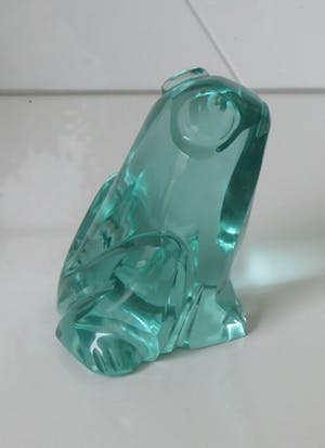 Exbor Sklo - Art deco facet geslepen presse papier ven een groene kikker kopen? Bied vanaf 35!