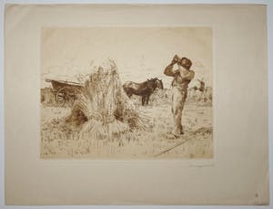 Waalko Jans Dingemans (sr.) - Arbeider met paarden en kar in landschap kopen? Bied vanaf 35!
