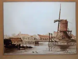 Cornelis Ploos van Amstel - Molen aan het water - aquatint verkocht voor € 150!