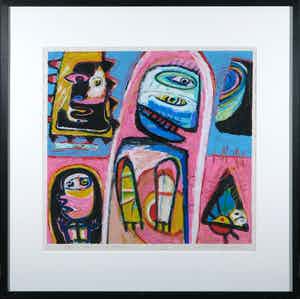 Henk Vierveijzer - Zeefdruk, Oma ze toren - Ingelijst verkocht voor € 1!