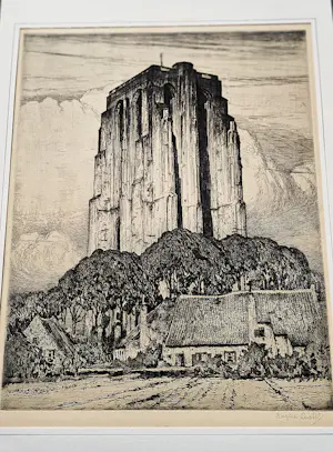 Eugene Lucker - Grote in 1918 gemaakte Ets "Sint-Lievensmonstertoren Zierikzee" gesigneerd kopen? Bied vanaf 38!
