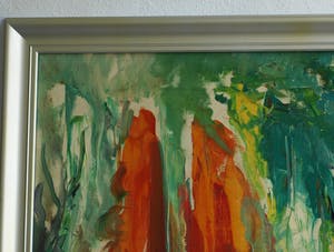 Hasan Djaafar - Olieverf op doek , “Vrouwen in het dorp” – ingelijst – Groot kopen? Bied vanaf 175!