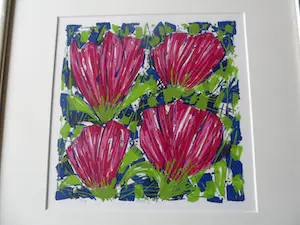 Ad van Hassel - Zeefdruk. ”Tulpen VII” ingelijst kopen? Bied vanaf 40!