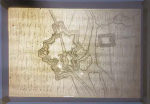 Joan Blaeu - Gravure, Sas van Gent, Vestingplan uit Stedenboek kopen? Bied vanaf 1!
