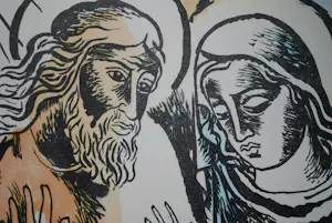 Charles Eyck - Christelijke scene - fraai ingelijste kleurenlitho - extra: schetsboek kopen? Bied vanaf 75!