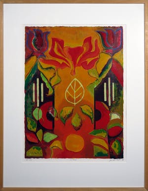 Jan van Delft - Zeefdruk, Lotus- Ingelijst kopen? Bied vanaf 1!