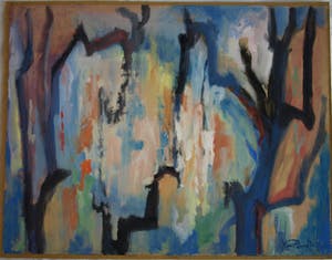 Klaas Pijlman - Olieverf op papier , Bos – 1968 kopen? Bied vanaf 35!