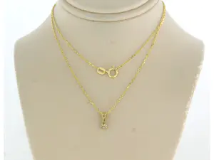 14k geelgouden collier met hanger bezet met briljant geslepen diamant 0,10ct kopen? Bied vanaf 170!