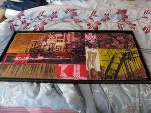 George Heidweiller - Zeefdruk op doek opgeplakt op karton. Titel, "Tire Sale". kopen? Bied vanaf 120!