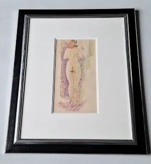 Theo Beerendonk - Bijzonder in 1967 pointillistisch geschilderd vrouwelijk naakt - mooi gelijst! kopen? Bied vanaf 265!