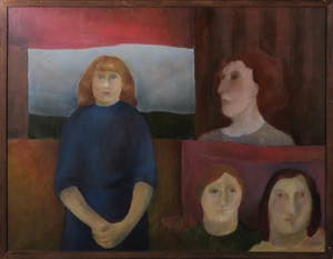 Vera de Groot - Olieverf op doek, Meisje in blauwe jurk - Ingelijst kopen? Bied vanaf 1!