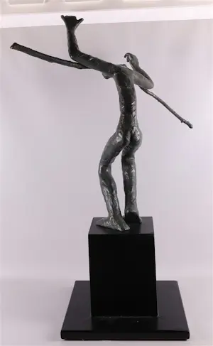 Jitse Sikkema - Bronzen sculptuur: Butoh II - Japanse danser kopen? Bied vanaf 1000!