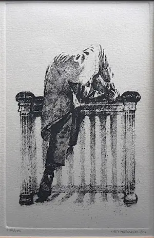AcheterHans Leyerzapf - "Judge, here I come " - ets vernis-mou - ingelijst? Enchérissez de 75!