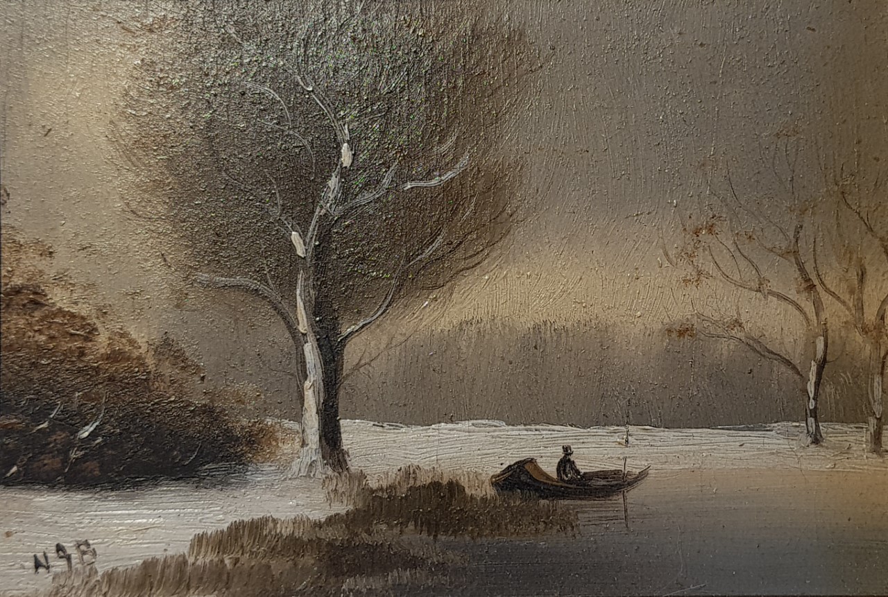 Niet of onleesbaar gesigneerd - paneel, visser, datering onbekend, monogram NGB kopen? Bied vanaf 1!