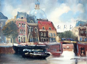 Buy Jan Kelderman - olieverf op doek: Amsterdam (Lutherse kerk)? Bid from 50!