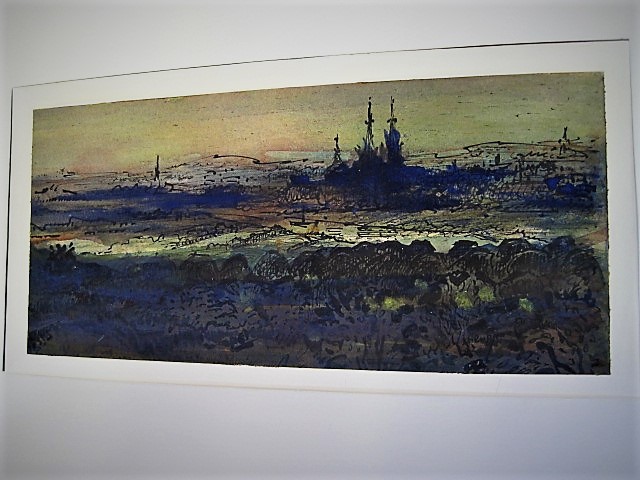 Henk van Gisteren - Fraaie AQUAREL "Landschap Limburg Mokerheide Cuijk st Martinuskerk"  kopen? Bied vanaf 1!
