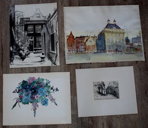 Niet of onleesbaar gesigneerd - Vier verschillende werken kopen? Bied vanaf 1!
