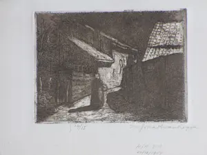 Johannes Graadt van Roggen - Straatje te Veere - Ets kopen? Bied vanaf 90!