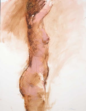 Franscz Witte - Oliepastel op papier, Staand naakt kopen? Bied vanaf 40!