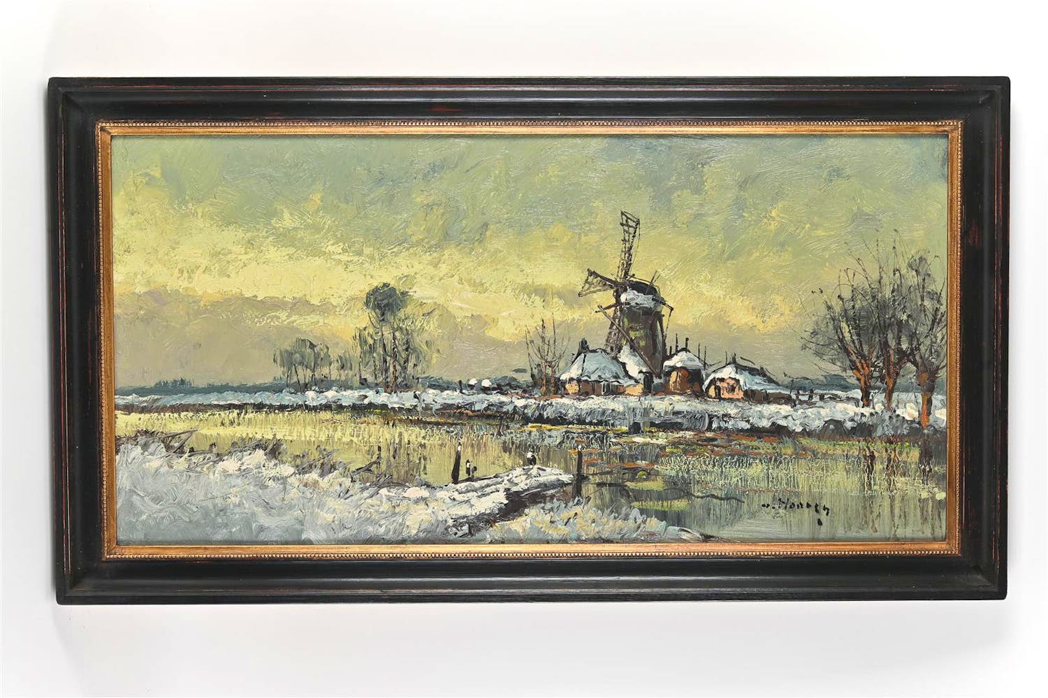 Willem Hendrik van Norden - Olieverf - Winters Landschap met Molen kopen? Bied vanaf 125!