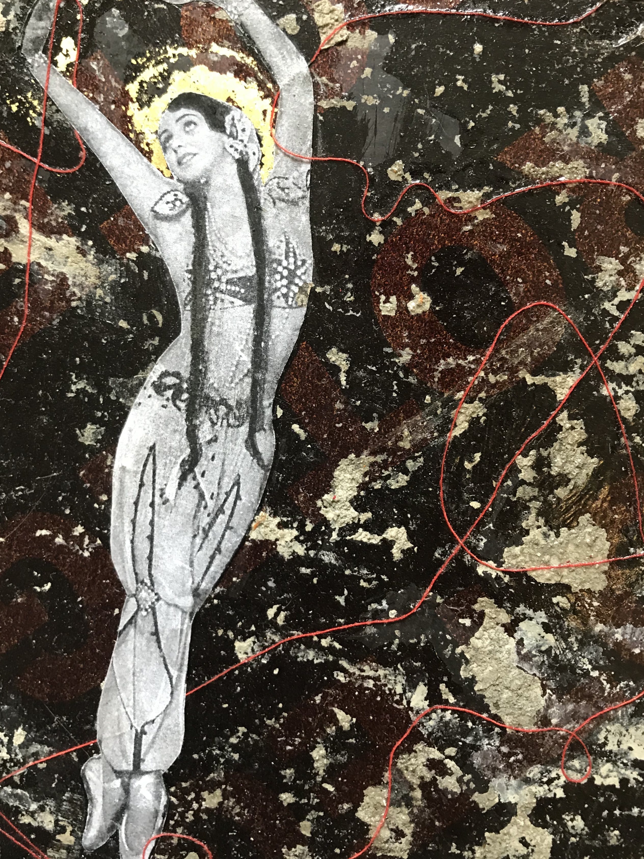 Shila Oringer - " Burlesque" - Mixed Art/Collage op hout kopen? Bied vanaf 80!