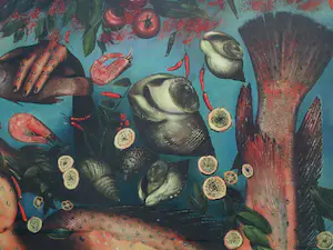 Niet of onleesbaar gesigneerd - Erotisch werk , “Zeevruchten”– GROOT – 125 x 146 cm – giclee kopen? Bied vanaf 10!