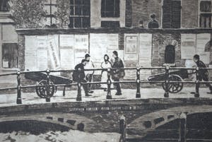 Willem Witsen - Ets - 1912 - het Beurspoortje Amsterdam - fraai ingelijst kopen? Bied vanaf 250!