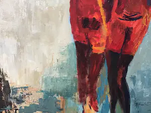 Niet of onleesbaar gesigneerd - Poseren in rood. kopen? Bied vanaf 1!