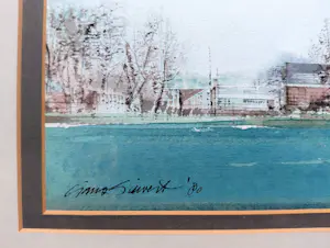 Ciano Siewert - Dorp aan het water, tekening / aquarel (netjes ingelijst, groot) kaufen? Bieten Sie von 100!
