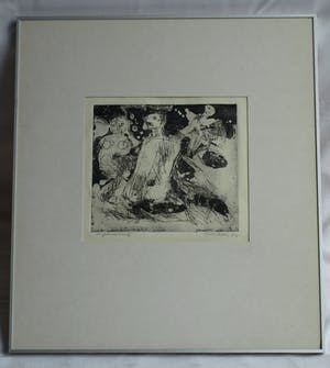 Jan Sierhuis - Ingelijste ets , Familie aan het strand - 1962 kopen? Bied vanaf 50!