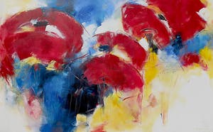 Ria Erckens - Abstracte compositie, acrylverf op doek (zeer groot, mooi ingelijst) kopen? Bied vanaf 350!