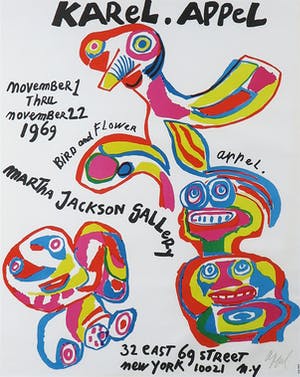 Karel Appel - Gesigneerde litho voor expositie bij de Martha Jackson Gallery - Ingelijst kopen? Bied vanaf 1!