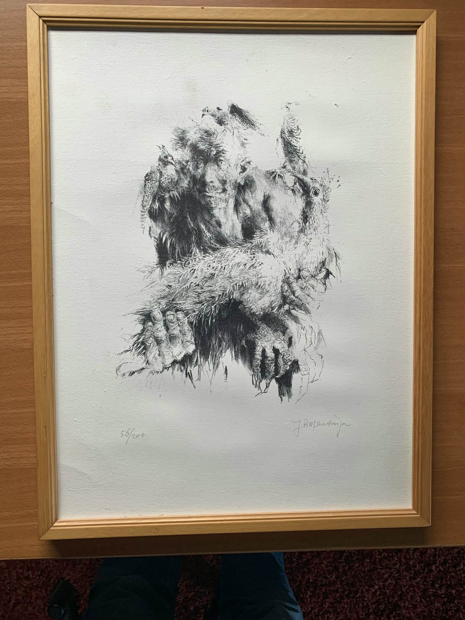 Jan Mensinga - Litho Oude Man met Vogels kopen? Bied vanaf 35!