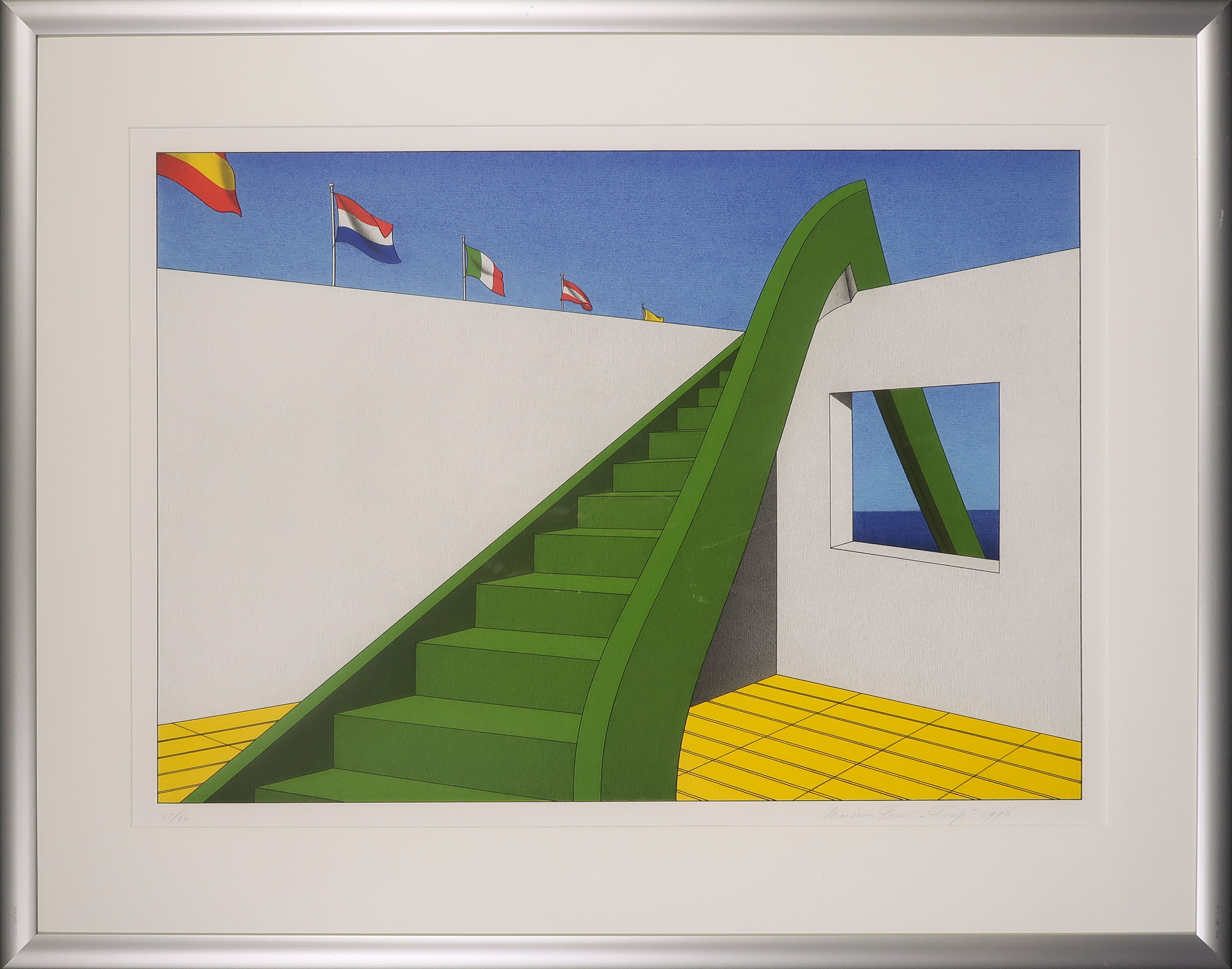 Marinus Fuit - Zeefdruk, Trap - Ingelijst (Groot) verkocht voor € 70!