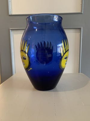 Corneille - 4 vazen Oiseau-Soleil in saffierblauw glas kopen? Bied vanaf 100!