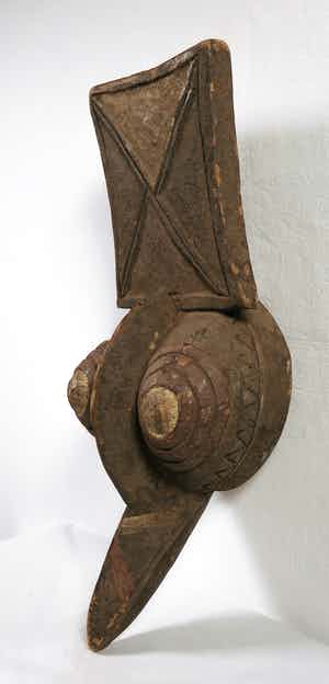 Nunuma - Houten gestoken vogel opzetmasker met vierkante kroon verkocht voor € 1!