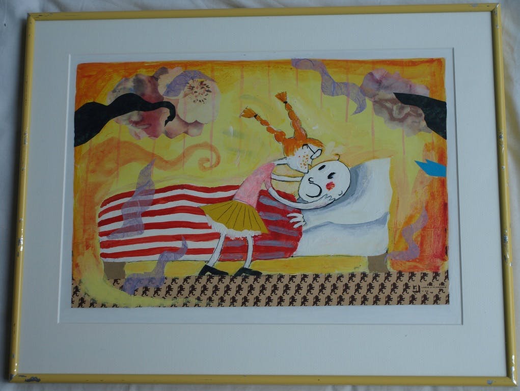 Daan Remmerts de Vries - Acryl en collage , Het leven is raar 14 – Ingelijst-1997 kopen? Bied vanaf 40!