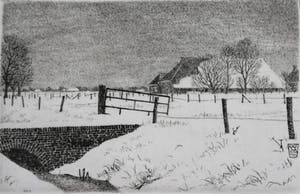 Wim van der Meij - Kerk in de sneeuw + 5 andere kopen? Bied vanaf 60!