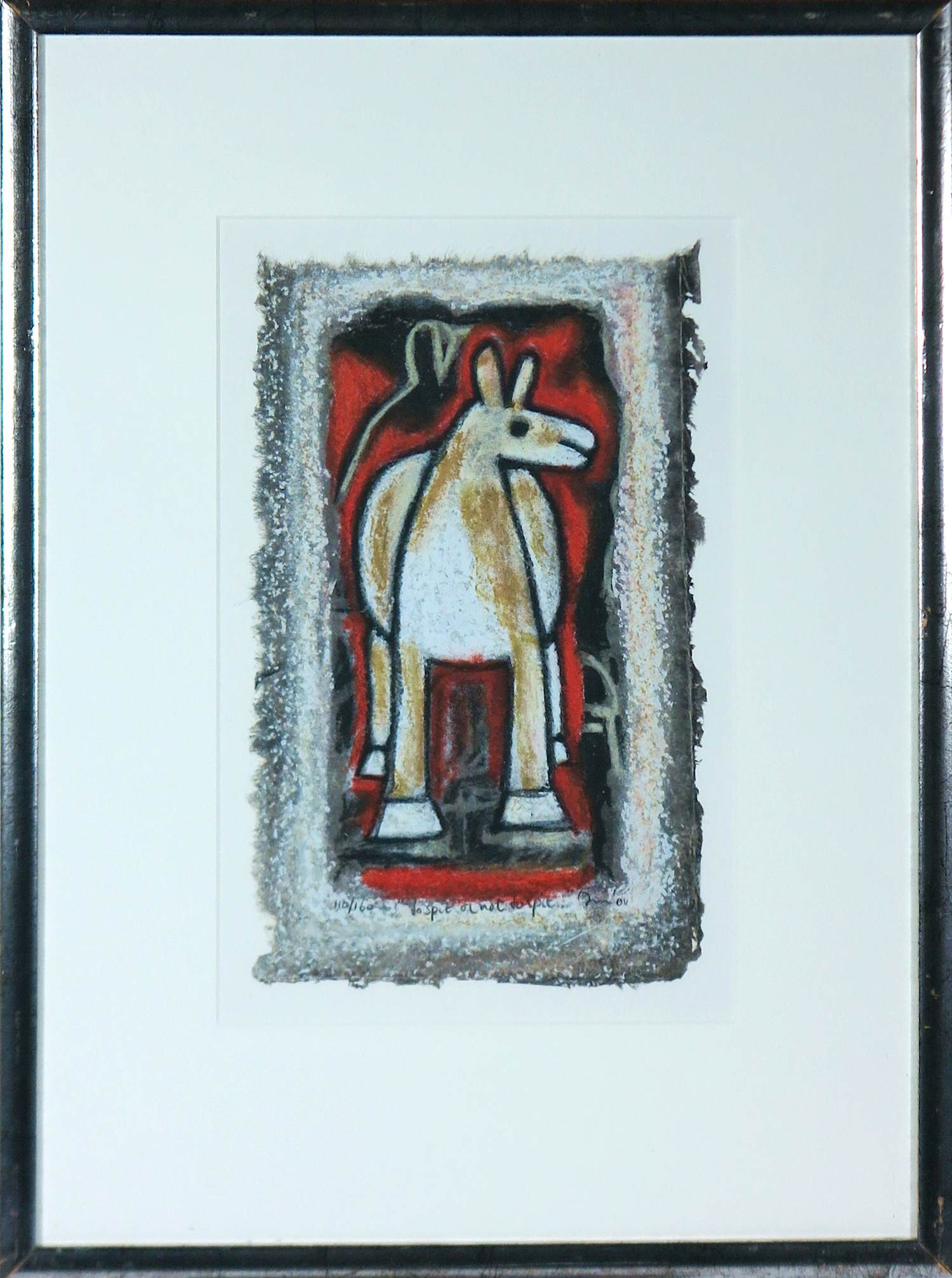 Buy Hans Innemee - Zeefdruk op geschept papier, To spit or not to spit... - Ingelijst? Bid from 100!