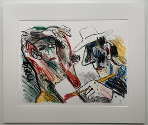 Anton Martineau - kleurenzeefdruk - 'De schilder en zijn model' - 1998 kopen? Bied vanaf 75!