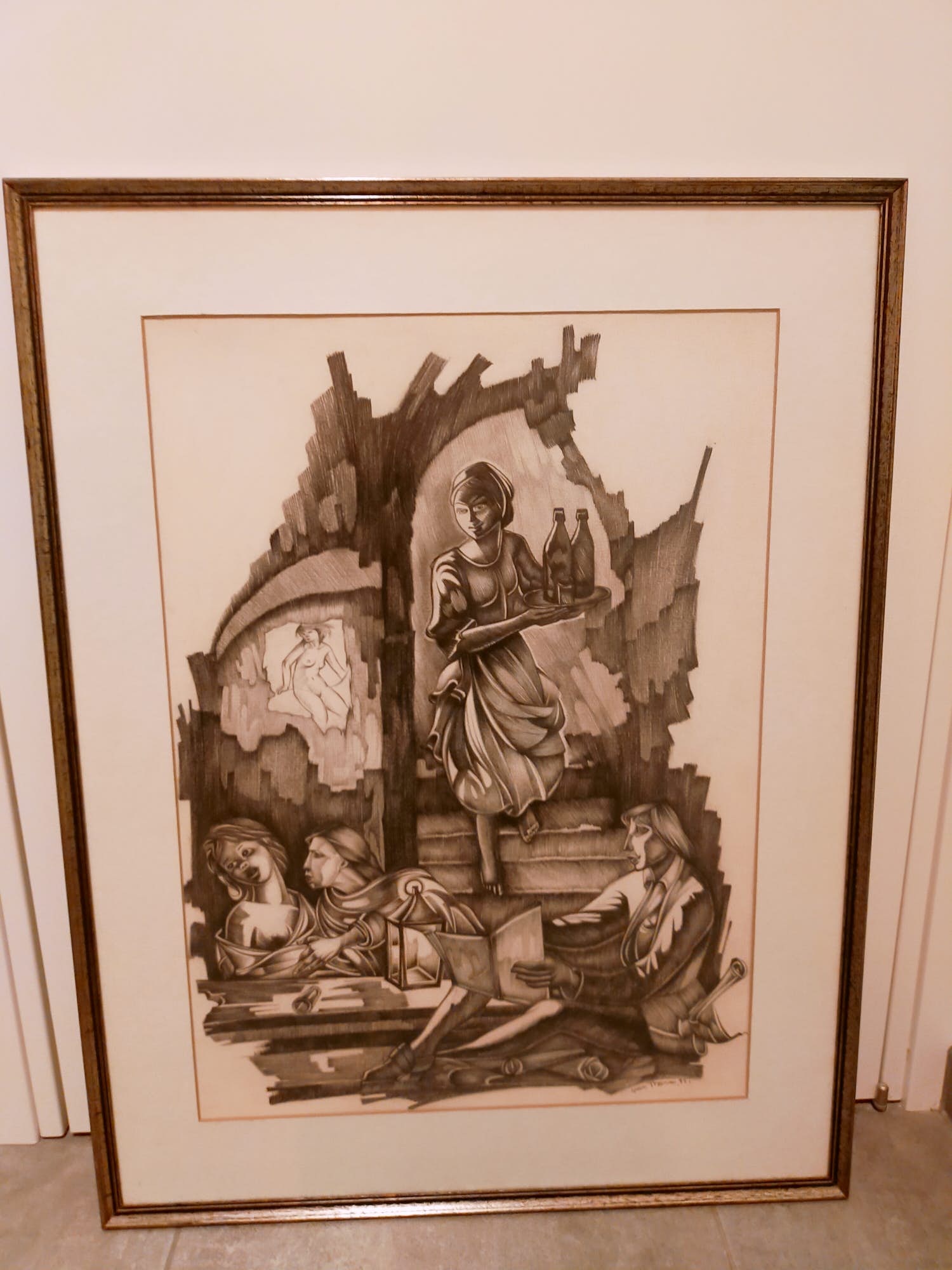 Mon Thomas - Café tafereel verkocht voor € 100!