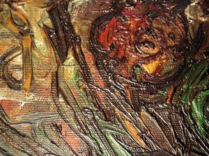 Niet of onleesbaar gesigneerd - Interessant Jaren 50/60 Expressionist olieverf "bloeiende Roos" gesigneerd - kopen? Bied vanaf 1!